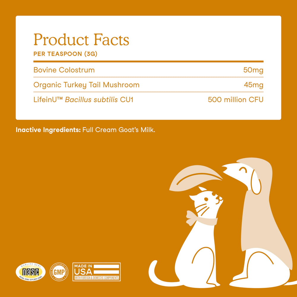 Fera Pets Immune Goat Milk topper bottle with label and dosage clarity