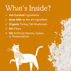 Close up of Fera Pets Immune Goat Milk topper packaging highlighting colostrum ingredient