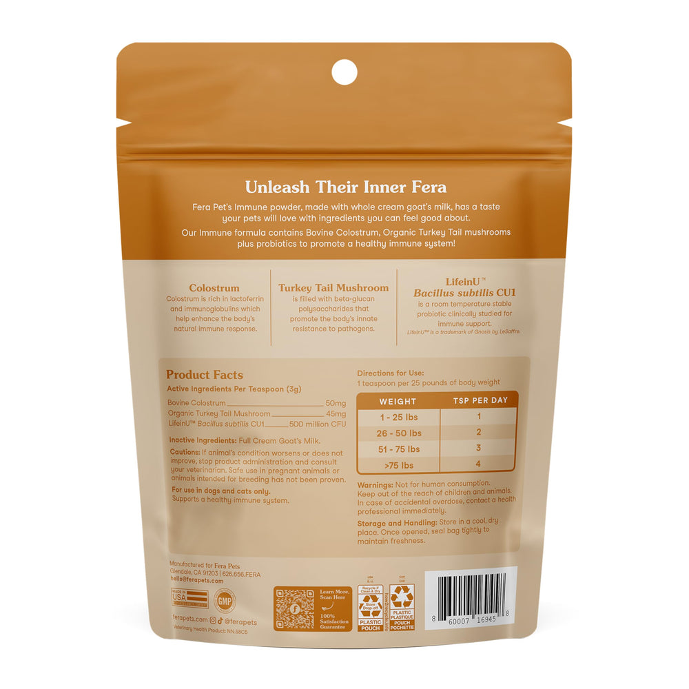 Fera Pets Immune Goat Milk topper dissolving in water for a drinkable option