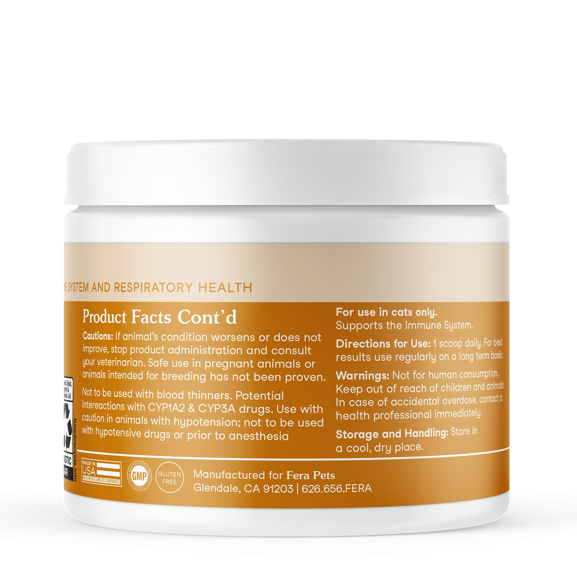 Fera Pets Lysine Powder daily use scene with scoop and bowl.
