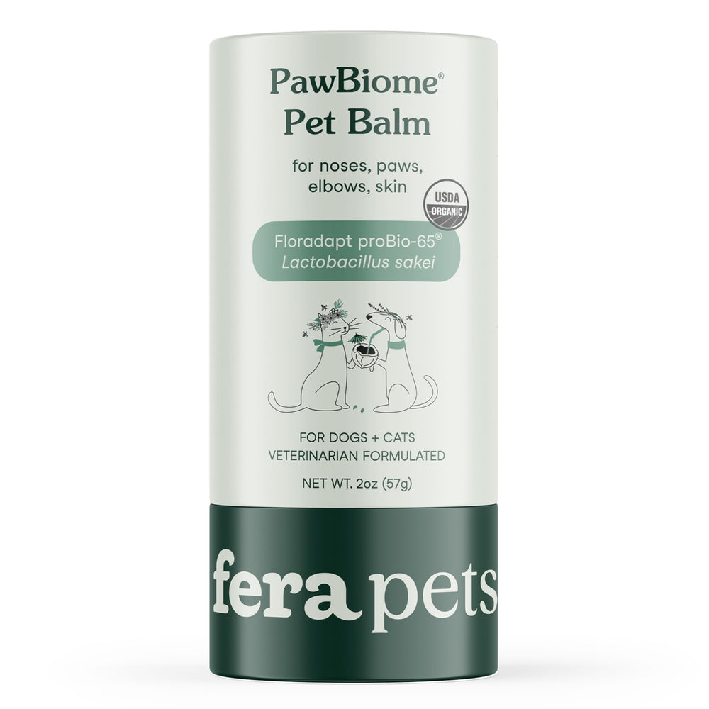Fera Pets PawBiome Balm stick front view showing protective paw care for pets