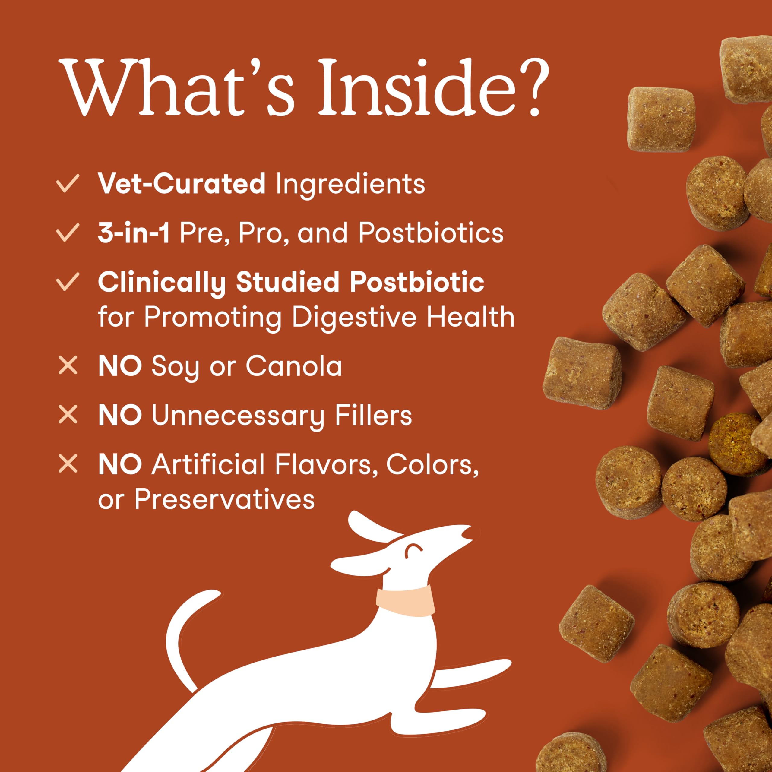 Fera Pets Probiotics dog eating chews demonstrates real-world feeding and digestive support after meals.