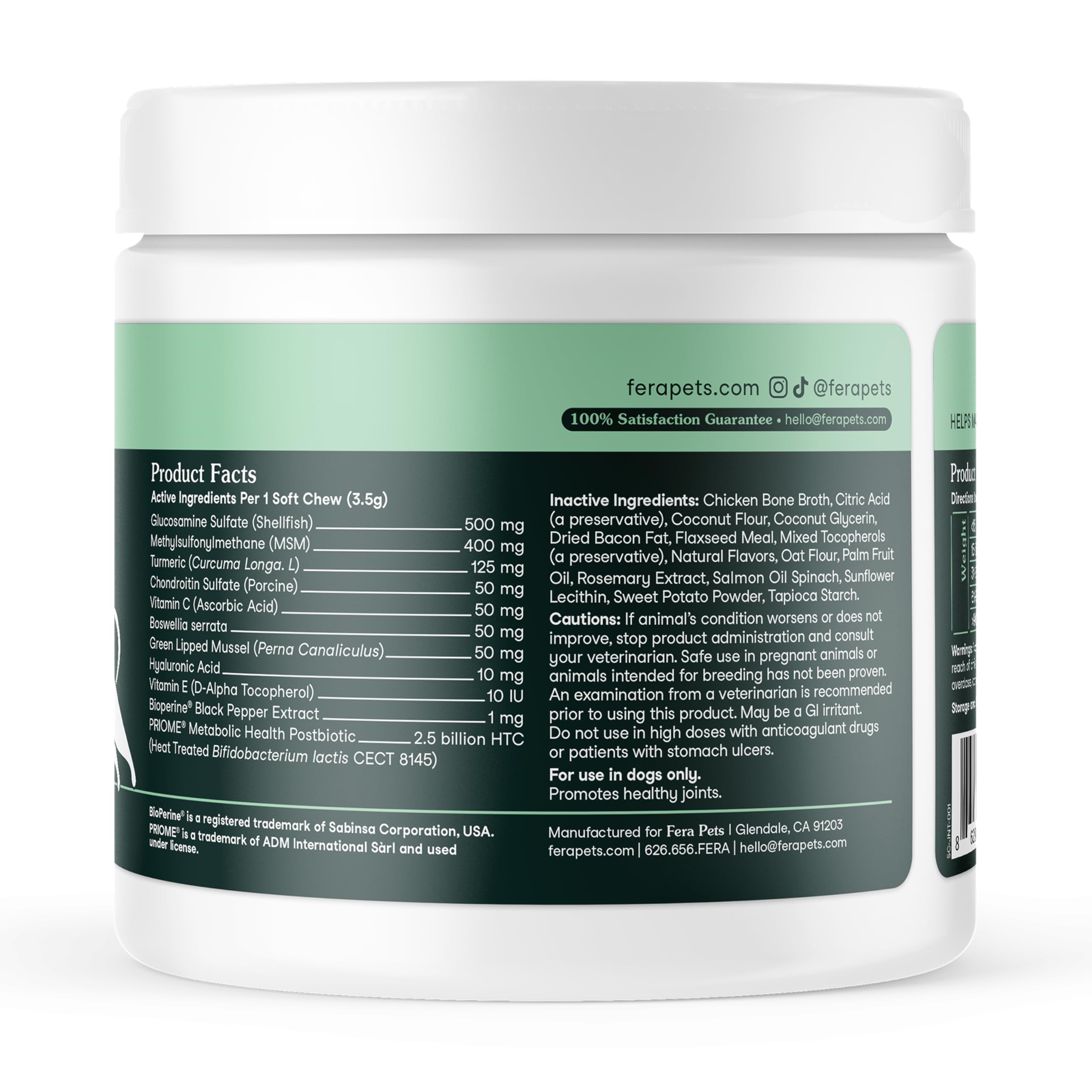 Fera Pets Weight management graphic showing lean body condition with joint-friendly support.