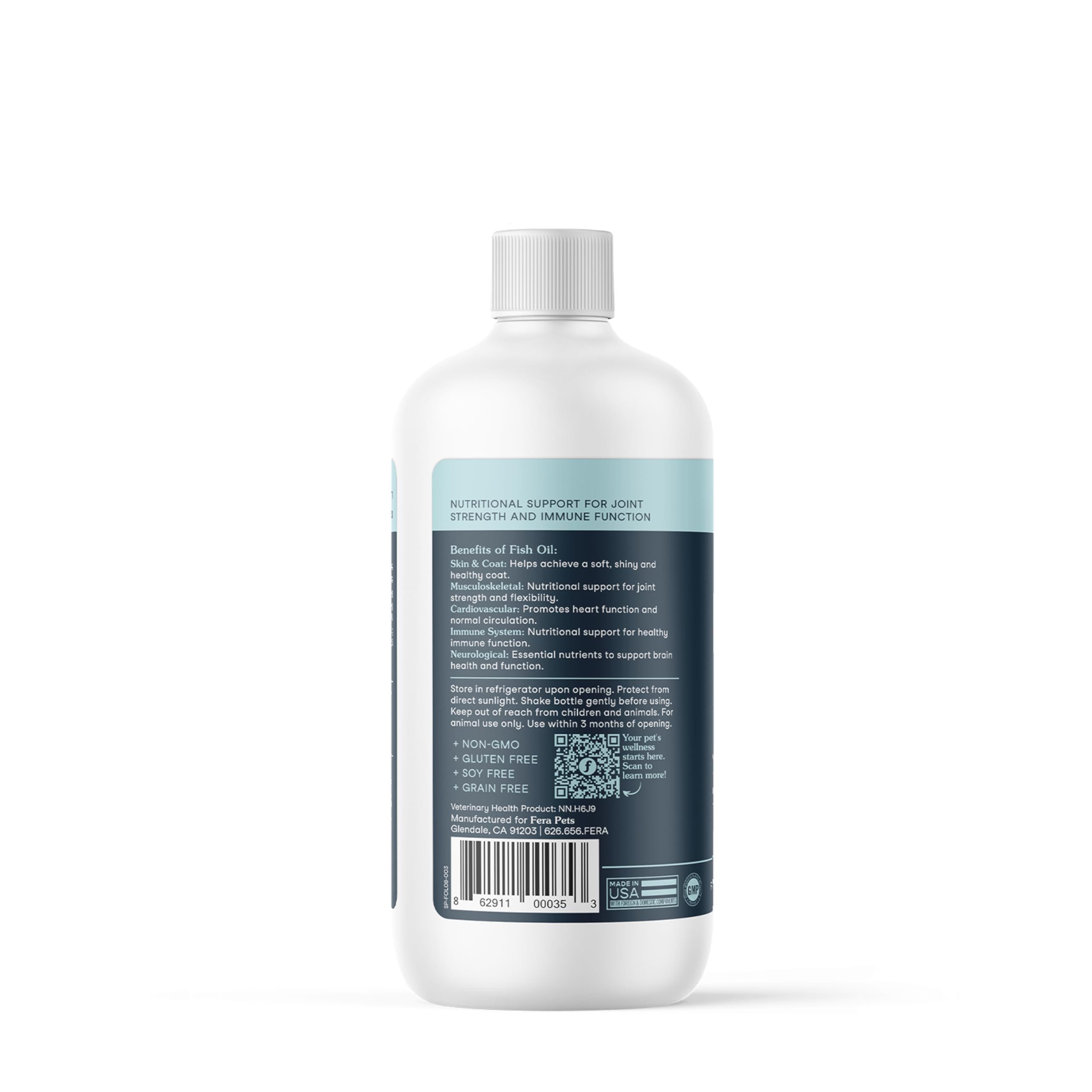 Fera Pets Fish Oil omega-3 sources graphic with EPA/DHA blend
