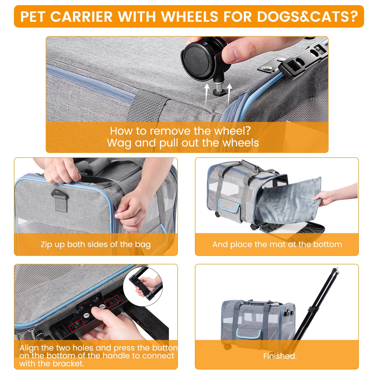 Ferrafay pet carrier top entry demonstrates quick access for pets entering before car trips.