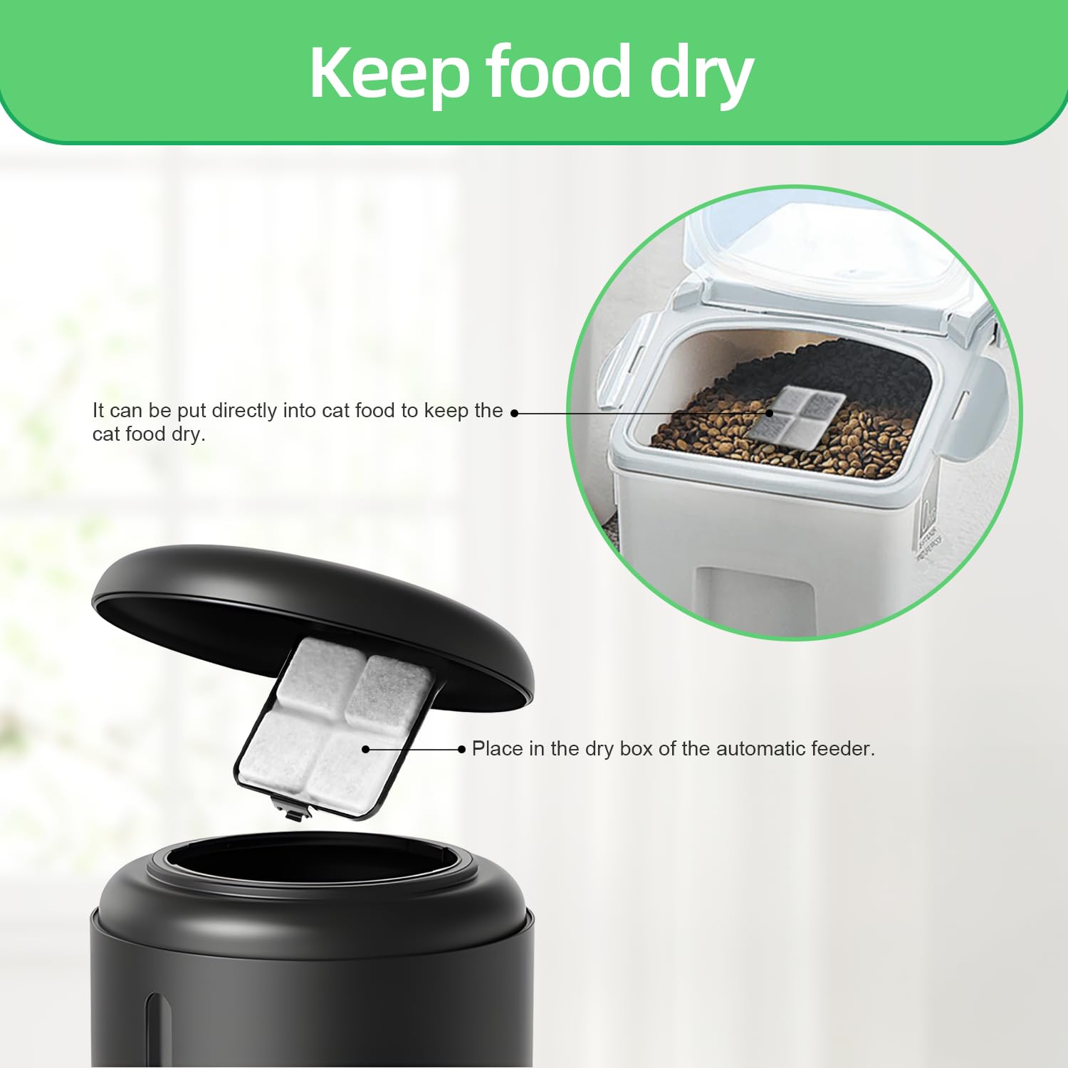 Ferypet desiccant bag compatibility across models supports versatile feeding setups