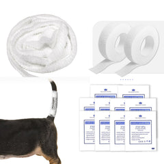 FEXICHUJI dog tail protector bandage kit showing wound care setup for pets.