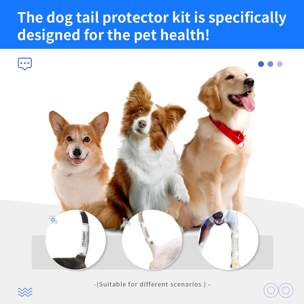 FEXICHUJI dog tail protector with wound protection in a care routine.