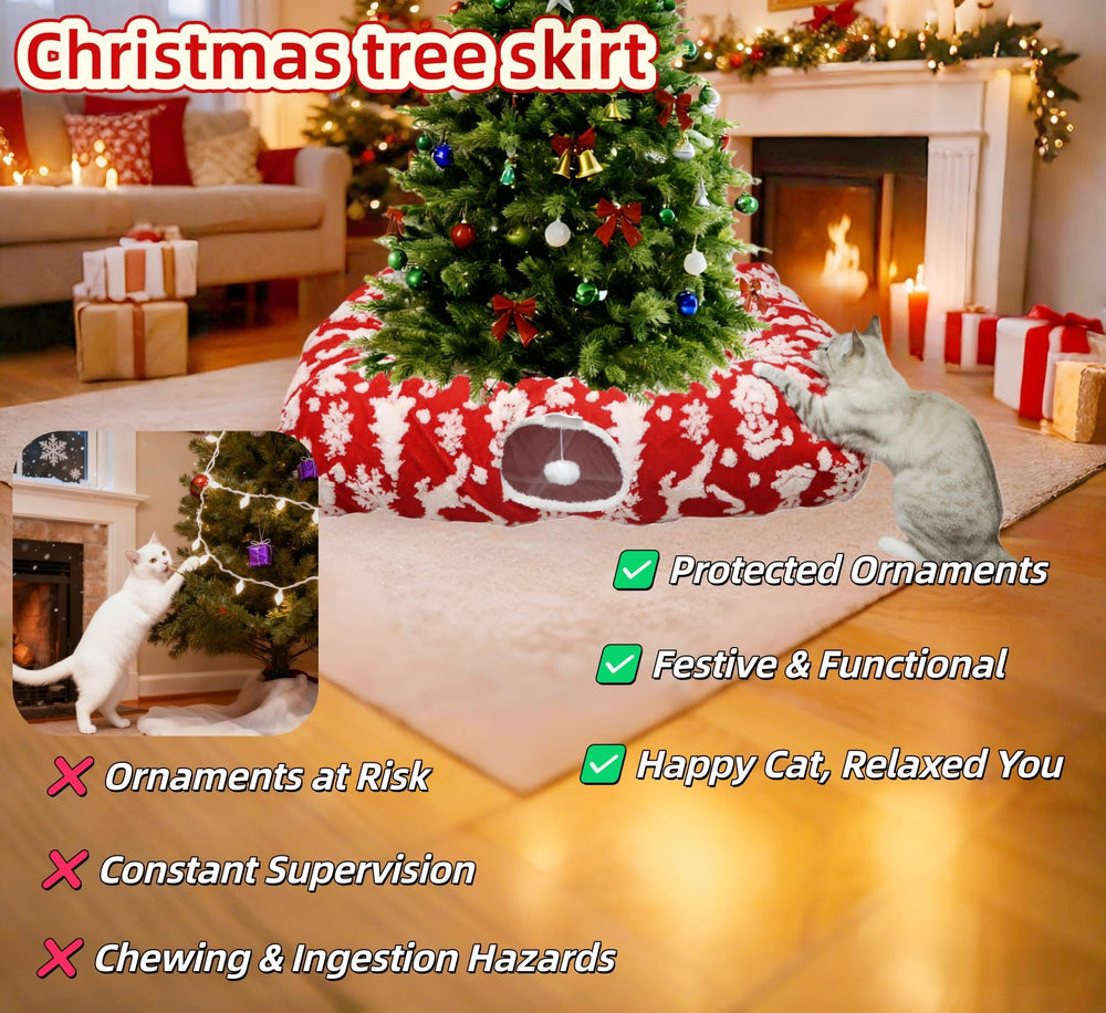 Feyxfnne Christmas cat tunnel bed folded-compact demonstrates easy storage after holidays.