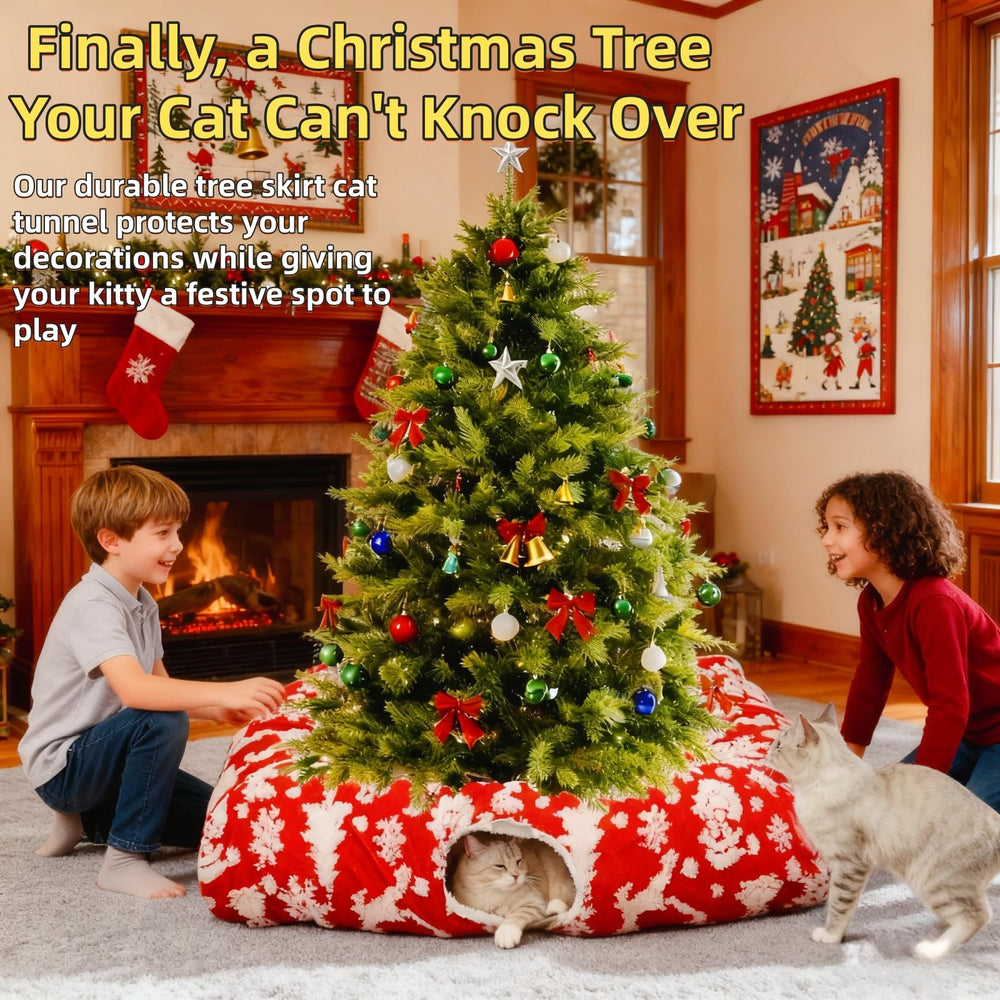 Feyxfnne Christmas cat tunnel bed interior reveals cozy den for warm cat naps.