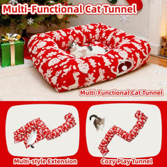 Feyxfnne Christmas tree skirt under-tree demonstration highlights ornament protection.