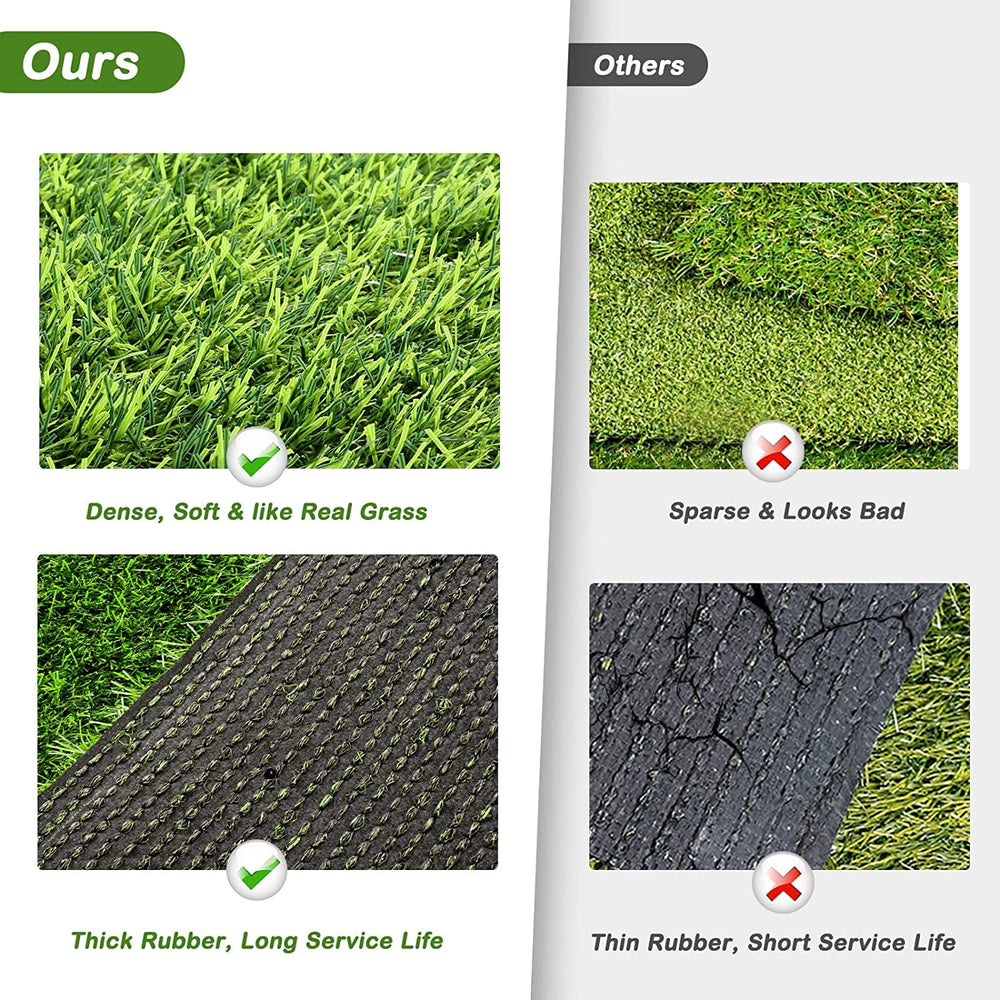 FezepYmaz easy-clean grass mat rinses with soapy water quickly.