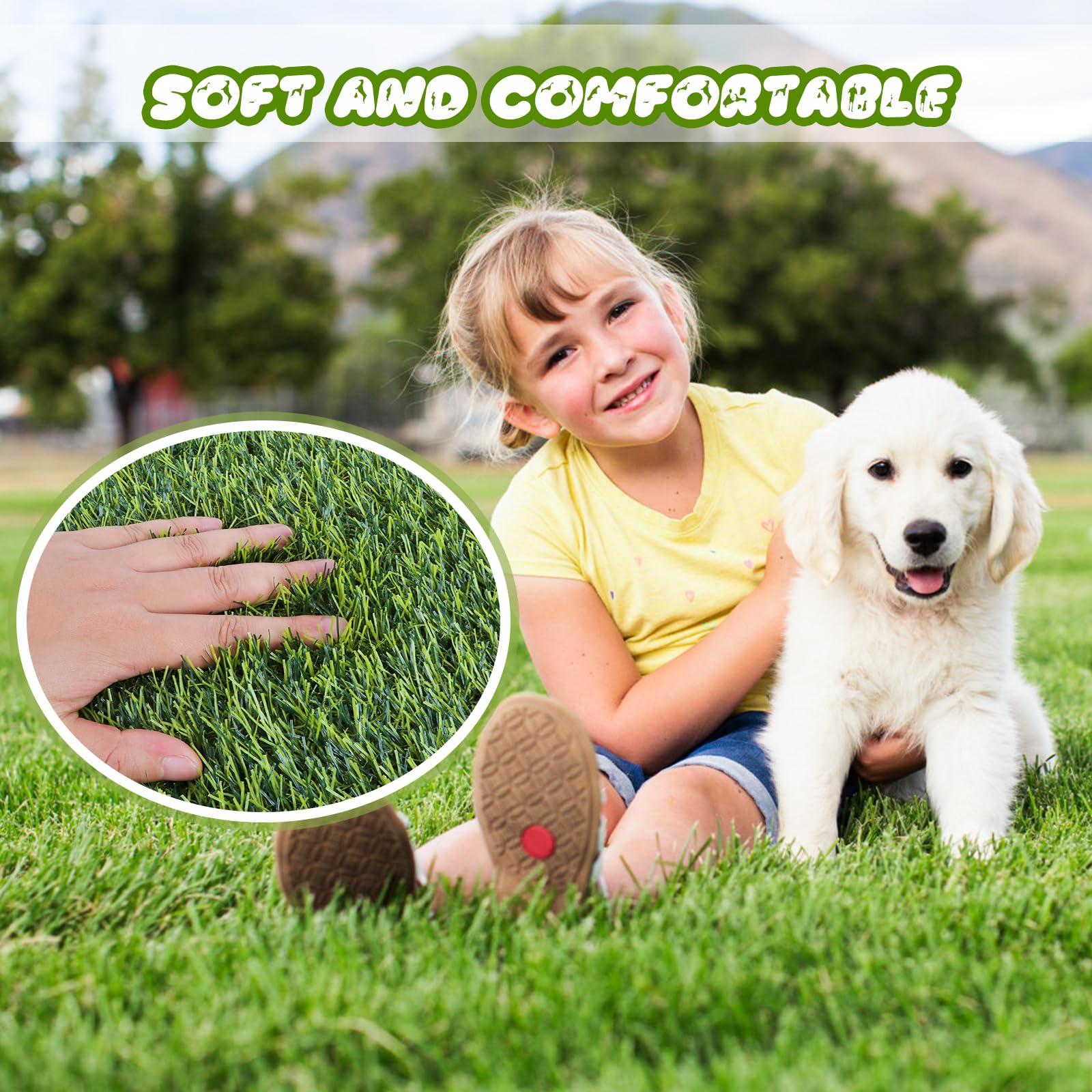 FezepYmaz pet turf durable material withstands active pets and kids.