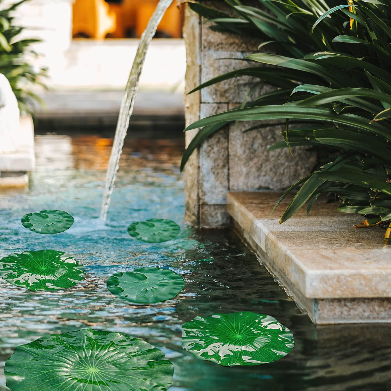 FFNIU lily pads with koi create a natural pond scene.