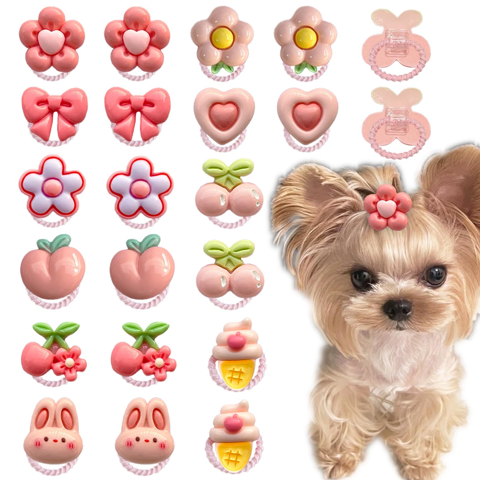 FGISAR 20-pcs pink dog hair bows pack for stylish daily wear.