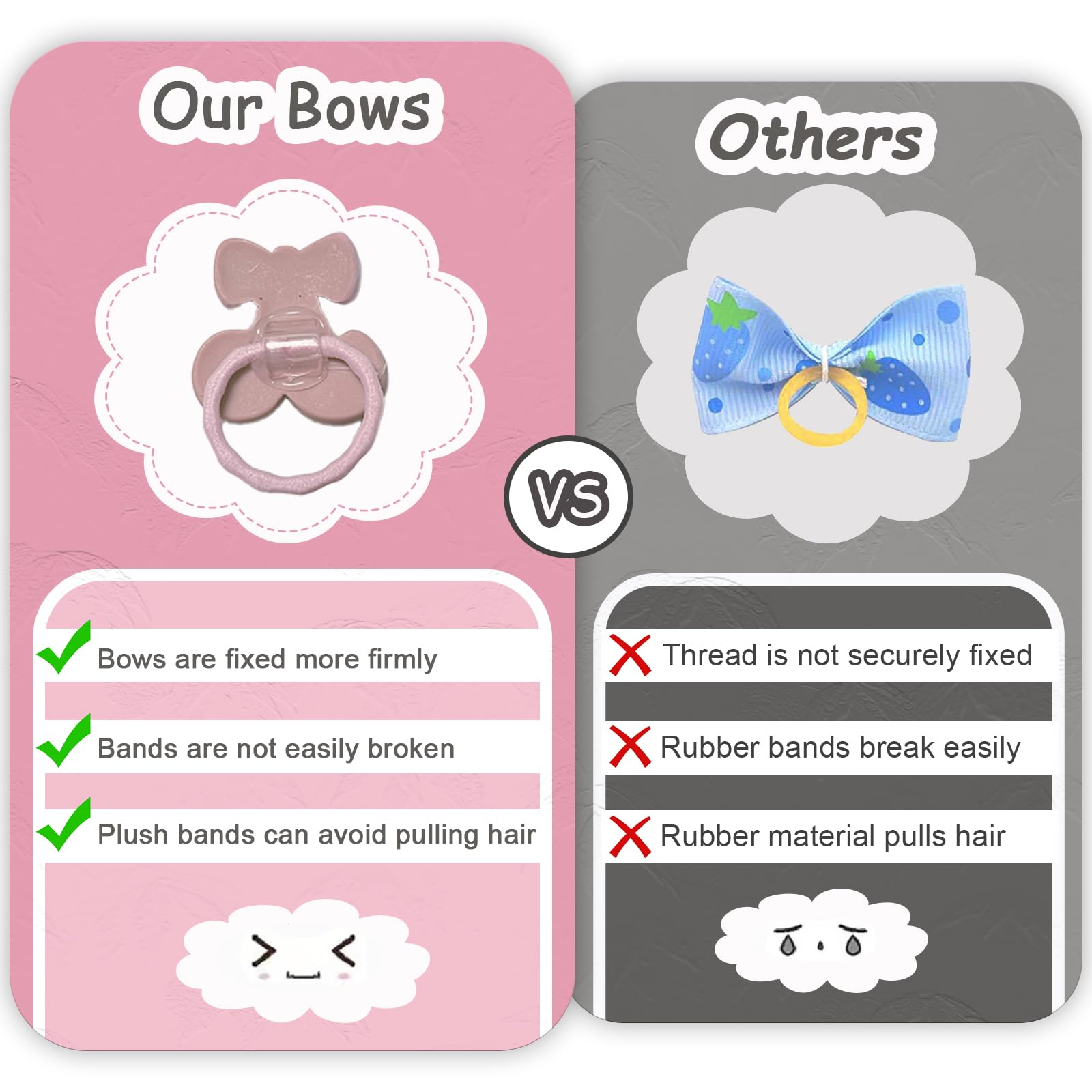 FGISAR resin and fabric bows offer durable grooming accessories.