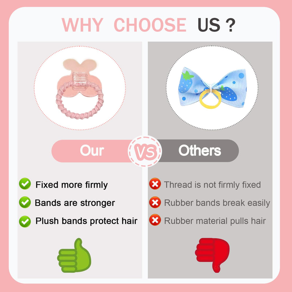FGISAR 1x1 inch bows with 0.8-inch stretchable bands fit small breeds.