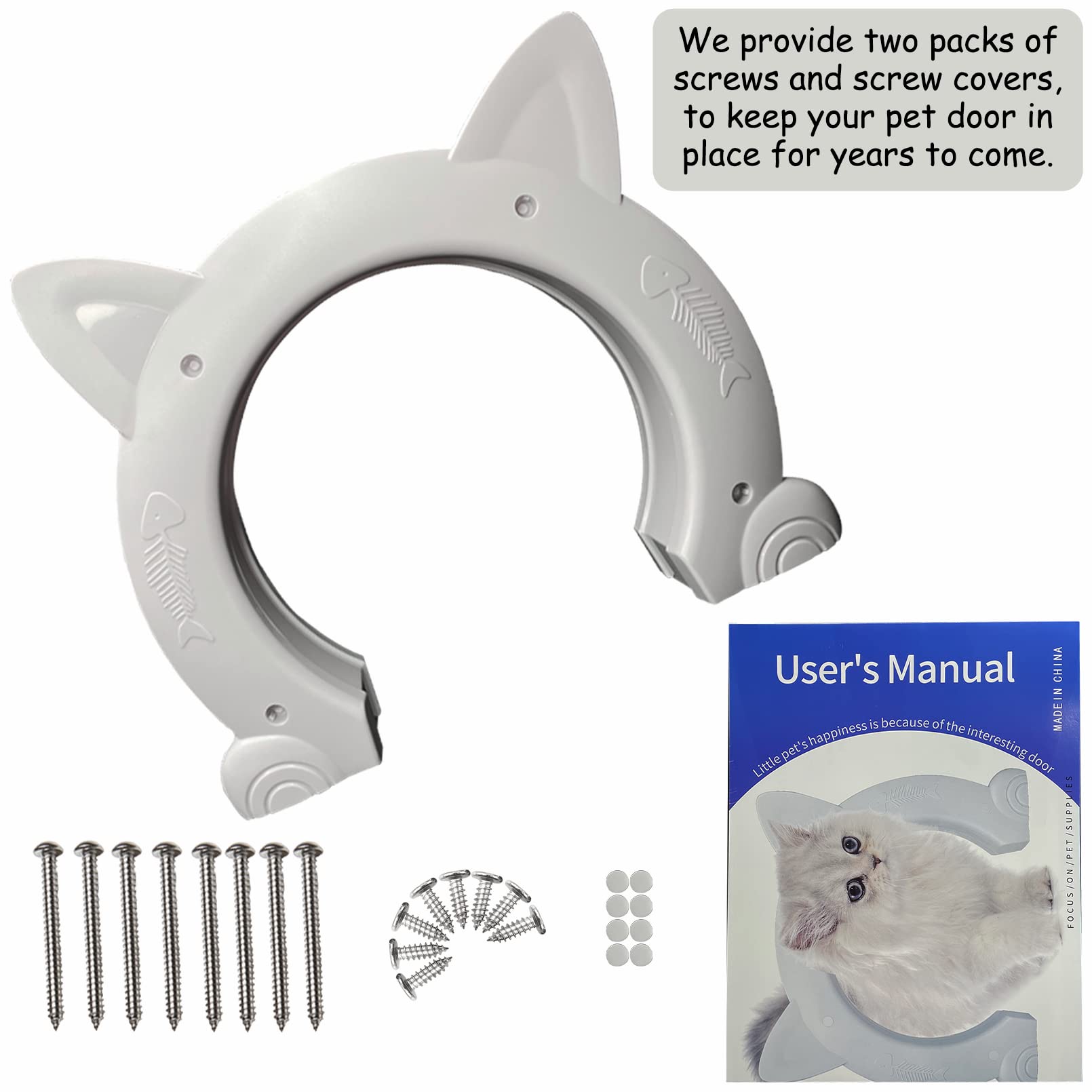 Fhiny cat door size XL eight-point-seven-inch opening accommodates larger pets