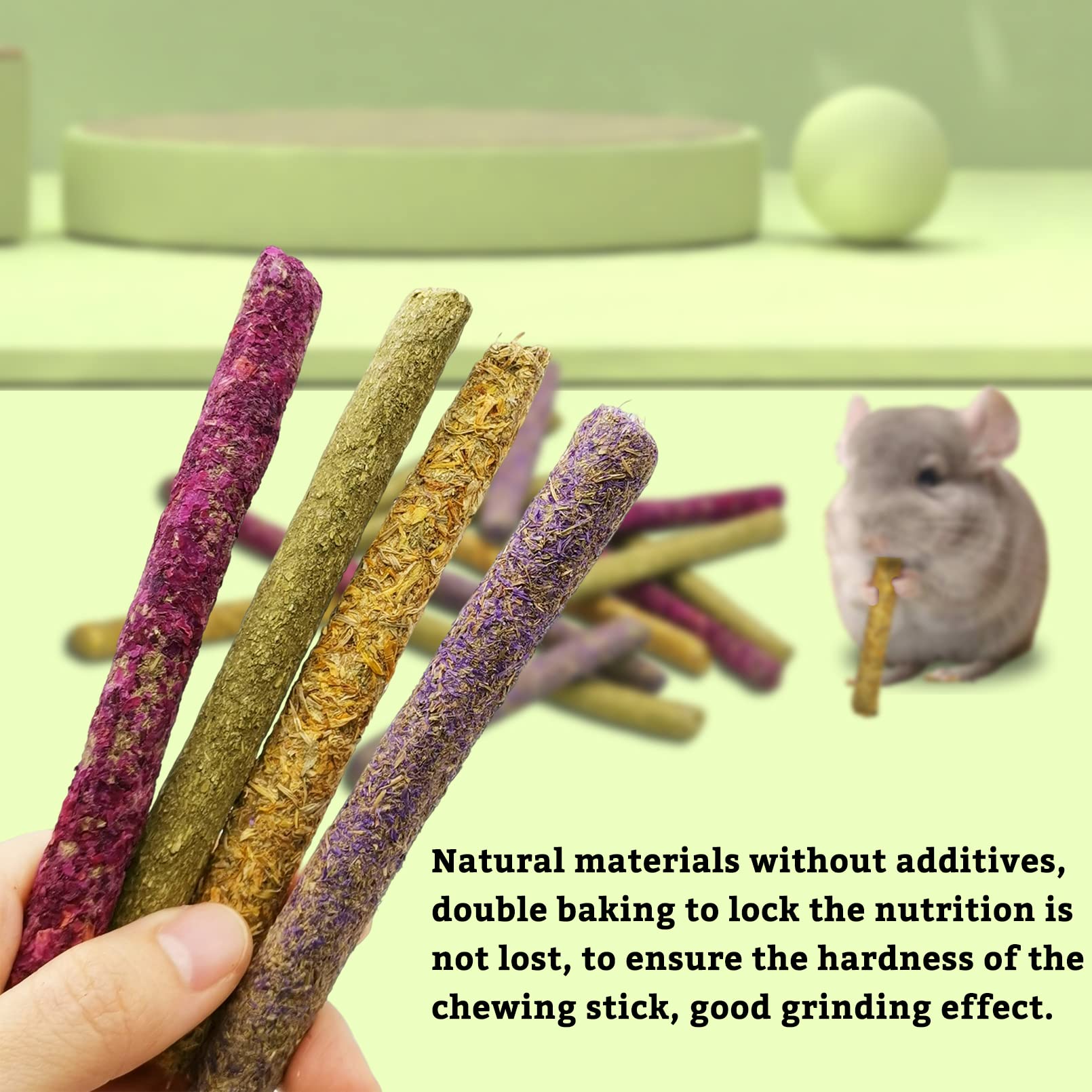 Fhiny petal grass sticks add variety and enrichment.