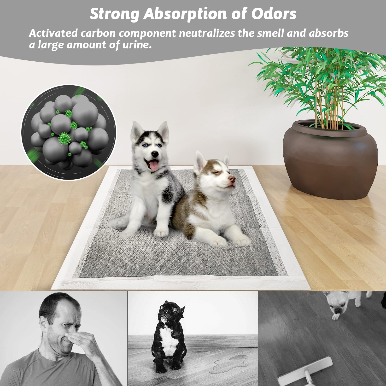 Fhiny rabbit pads odor-control charcoal layer reduces odors