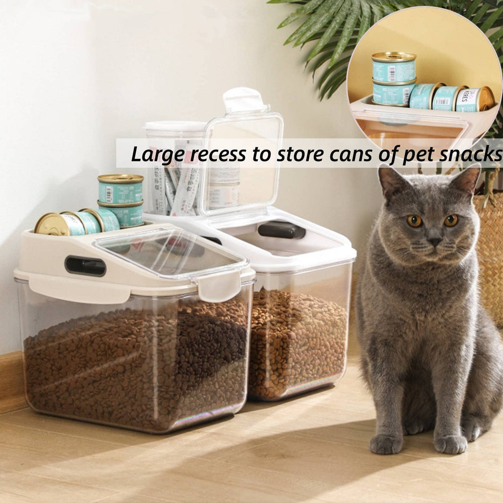 Fhiny translucent pet food bin interior view enabling quick quantity checks.