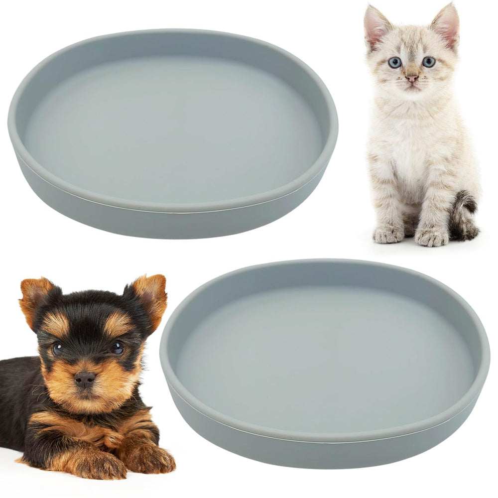 Fhiny two-piece silicone cat bowls with wide opening for easy feeding of dry or wet food.