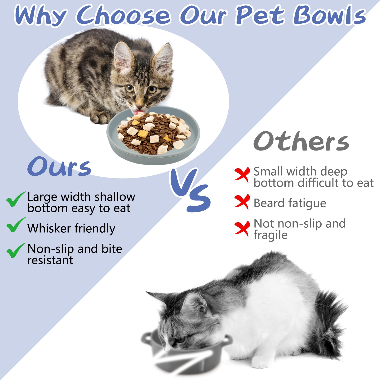 Fhiny whisker-friendly bowl fits flat-faced pets for comfortable meals.