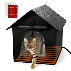 FHTONGE heated cat house exterior showcases winter-ready warmth for outdoor cats.
