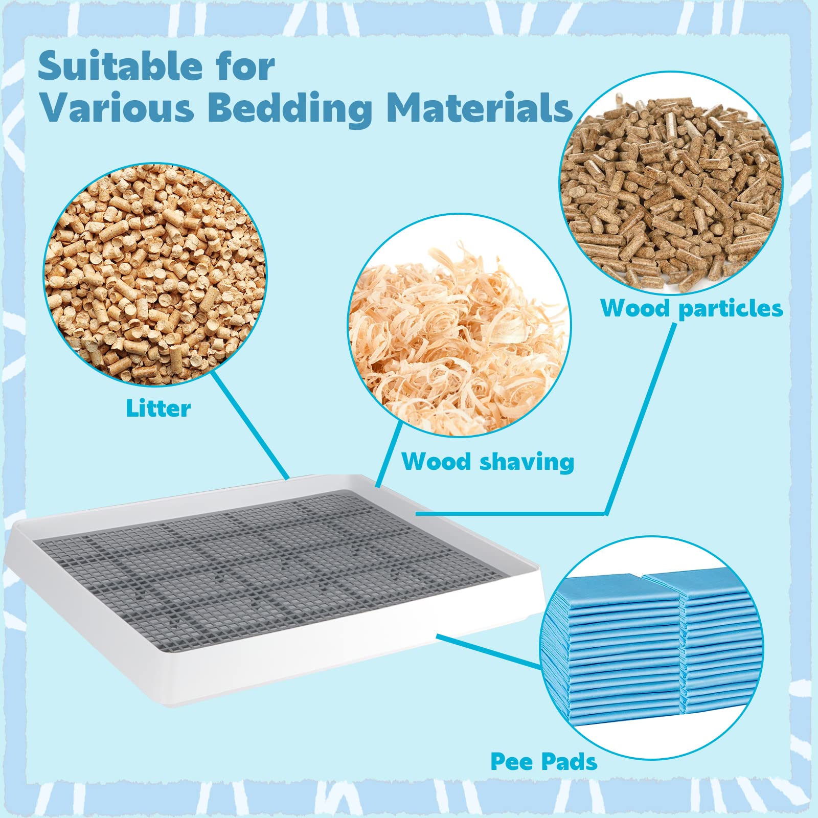 FHTONGE multi-pet compatible tray fits rabbits and small rodents