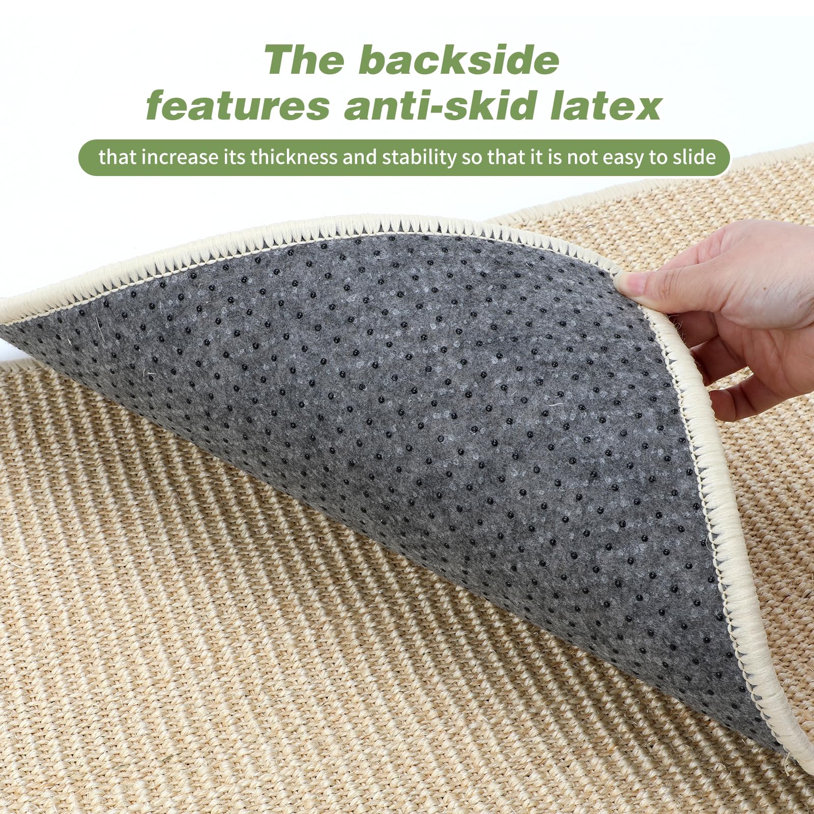 FHTONGE rough weave sisal mat detail emphasizing durability for scratching