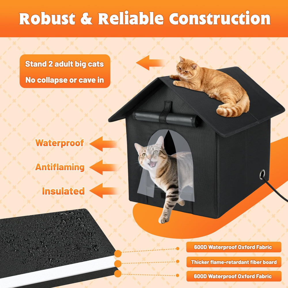 FHTONGE weatherproof cat hut withstands wind and rain for winter resilience.