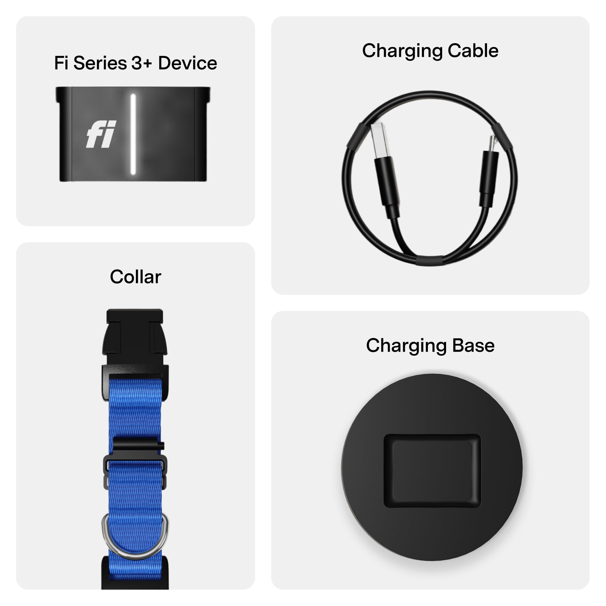 Fi Series 3+ compatibility image shows iPhone and Android support with Lost Mode.