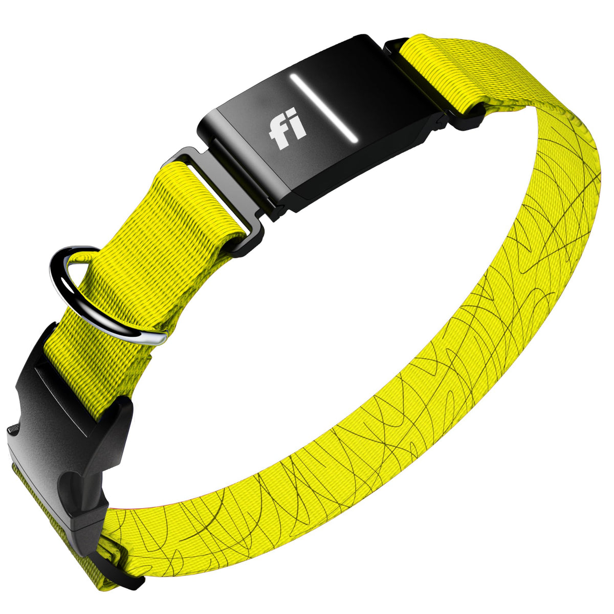 Fi Series 3+ dog collar yellow front view with live GPS tracking