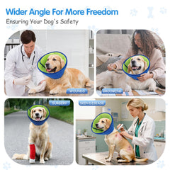 Fickte soft dog cone collar adjustable Velcro fit secures during recovery.