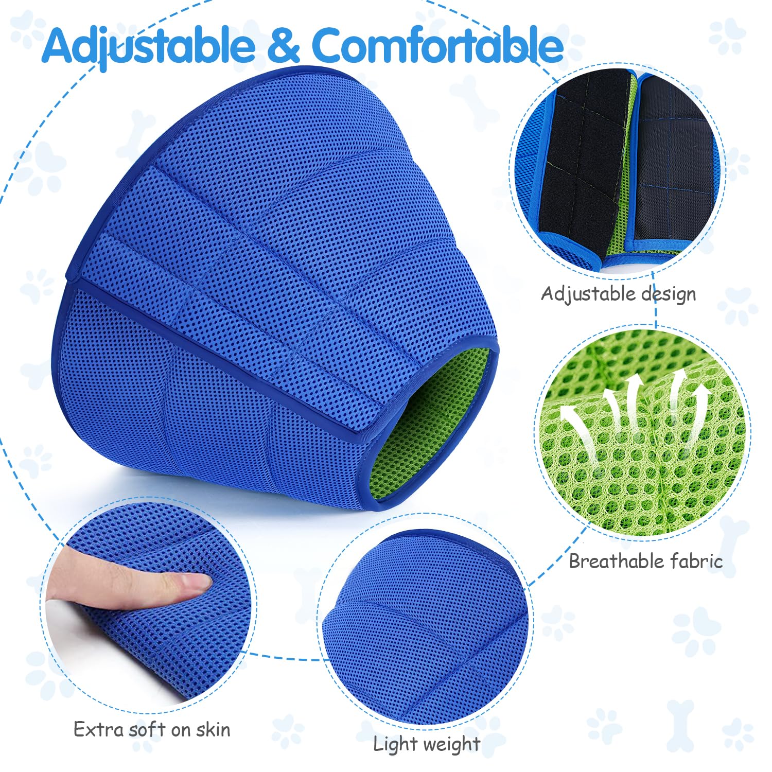Fickte soft dog cone collar allows clear vision for eating and playing.