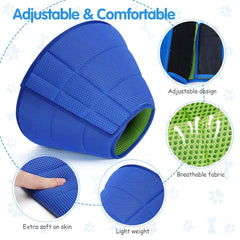 Fickte soft dog cone collar allows clear vision for eating and playing.