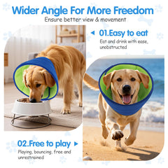 Fickte soft dog cone collar reversible design extends use when wet.
