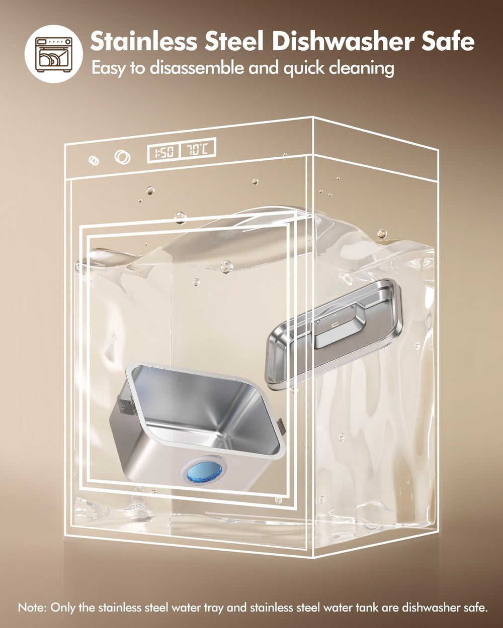 Ficuswin dishwasher-safe stainless steel construction for easy cleaning.