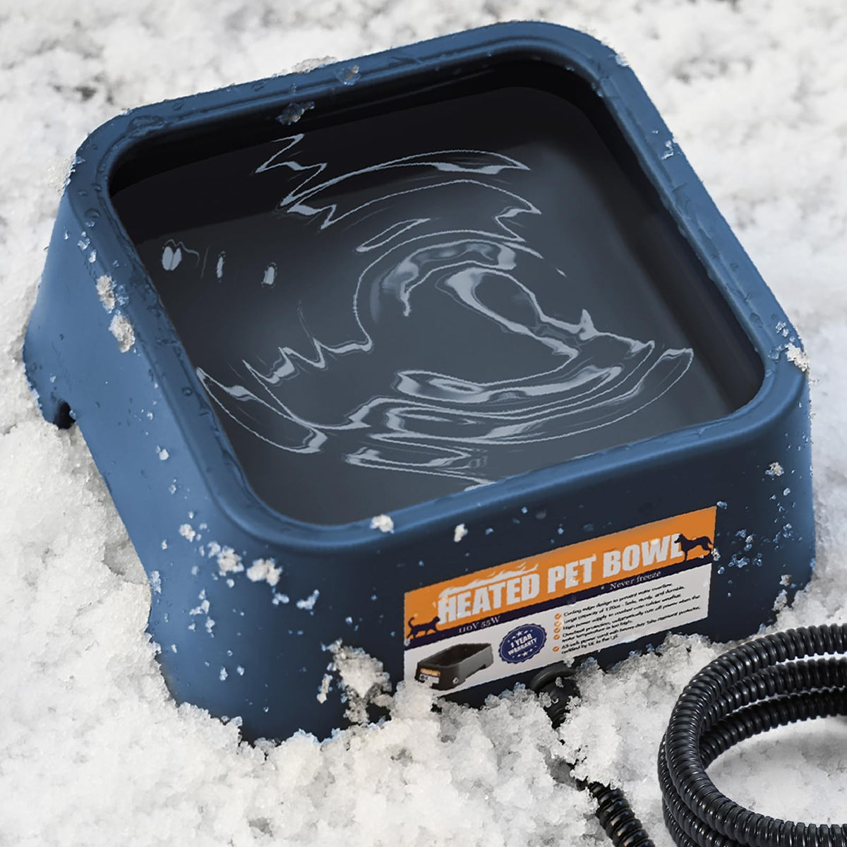 Ficuswin heated water bowl for outdoor use keeps water from freezing for pets