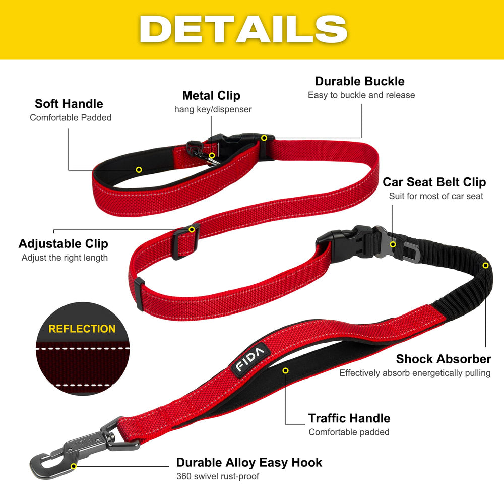 Fida 6-in-1 leash reflective strips boost night visibility for safety.