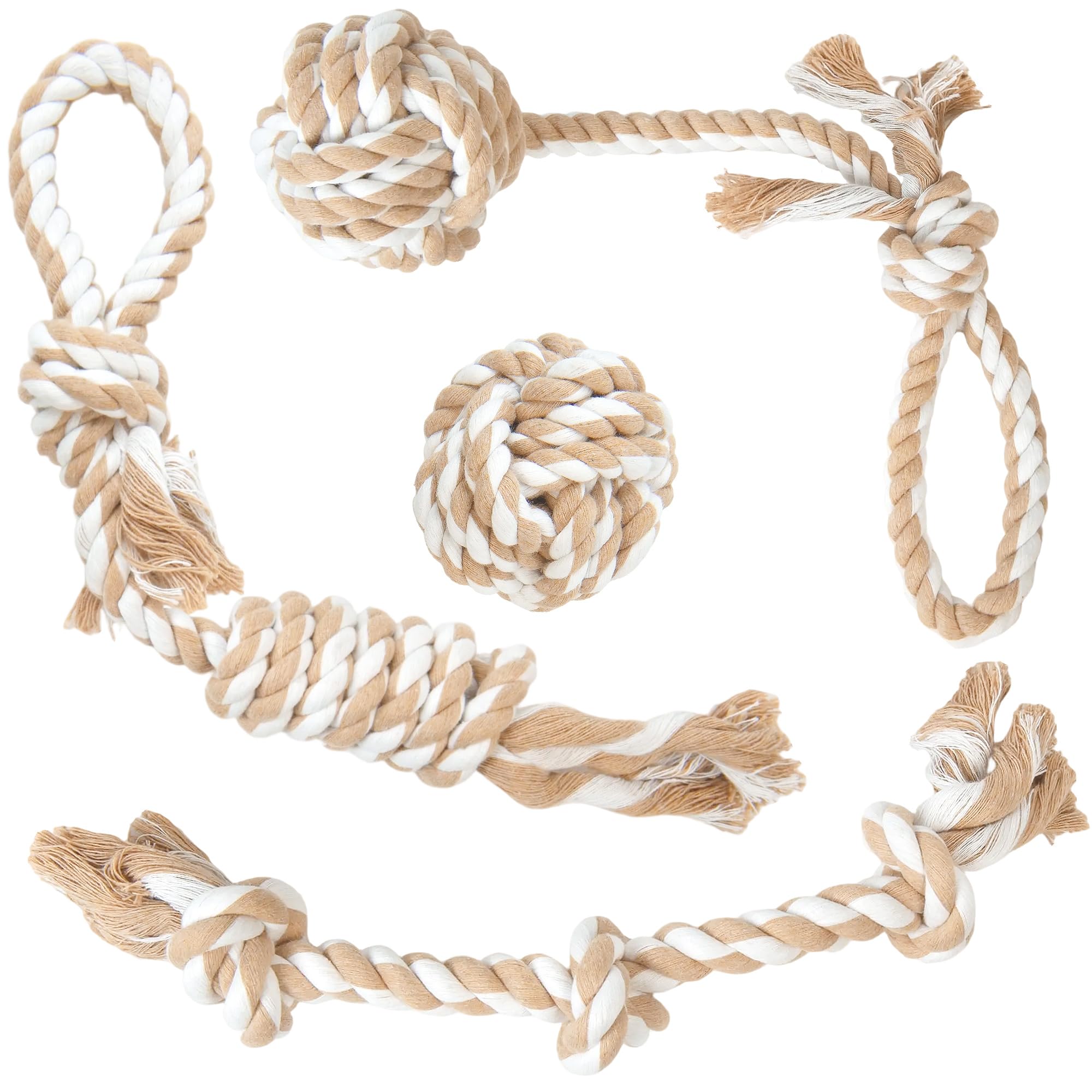Fida bola de cuerda: ideal para juego de traer y morder suave para perros pequeños