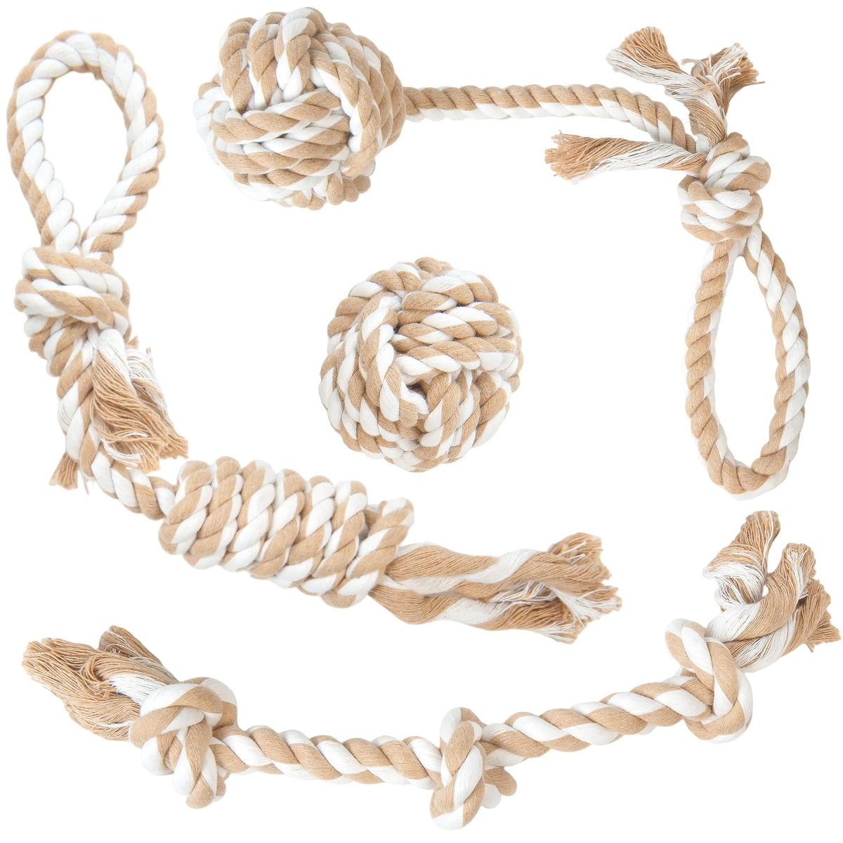 Fida bola de cuerda: ideal para juego de traer y morder suave para perros pequeños