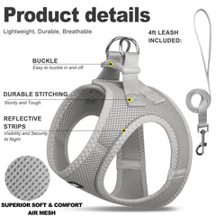 Fida cat harness soft air mesh emphasizes breathable comfort during extended outdoor adventures.