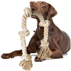 Fida dog rope toy 3ft 5knots closeup shows durable cotton fibers for daily chewing