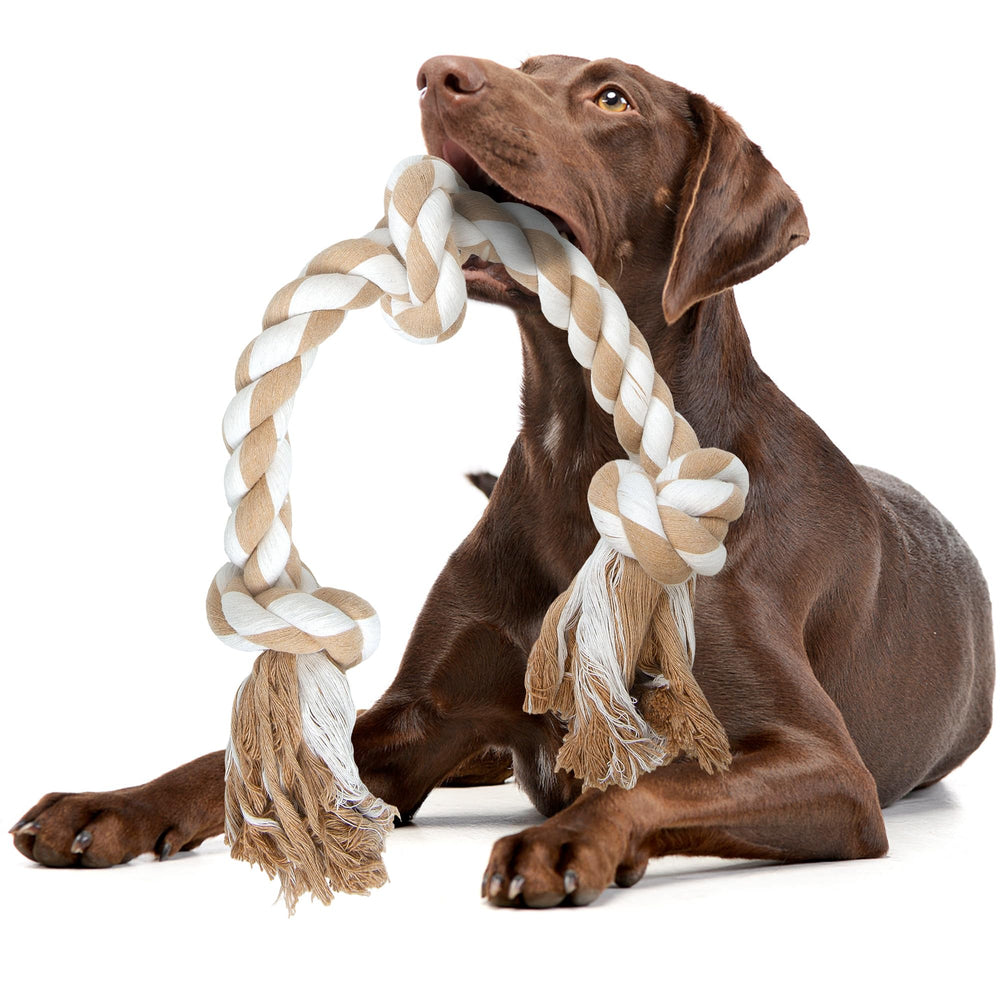 Fida dog rope toy with three knots for durable chewing sessions.