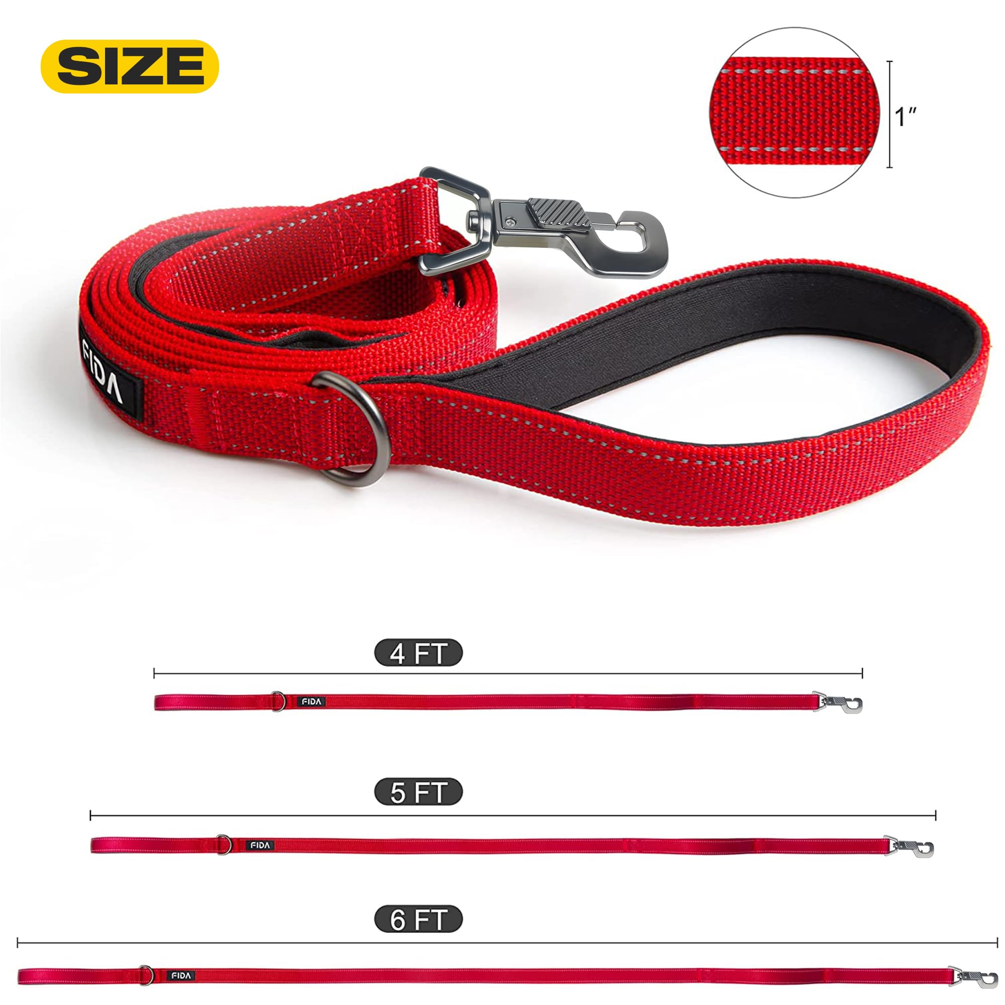 Fida heavy-duty nylon leash with reinforced stitching for durable daily use.