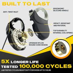 Fida heavy-duty leash uses ABS body and rustproof swivel hook for lasting durability.