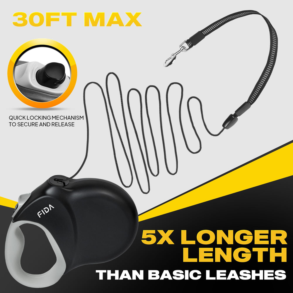 Fida leash with no-tangle cord design prevents snags during outdoor adventures.