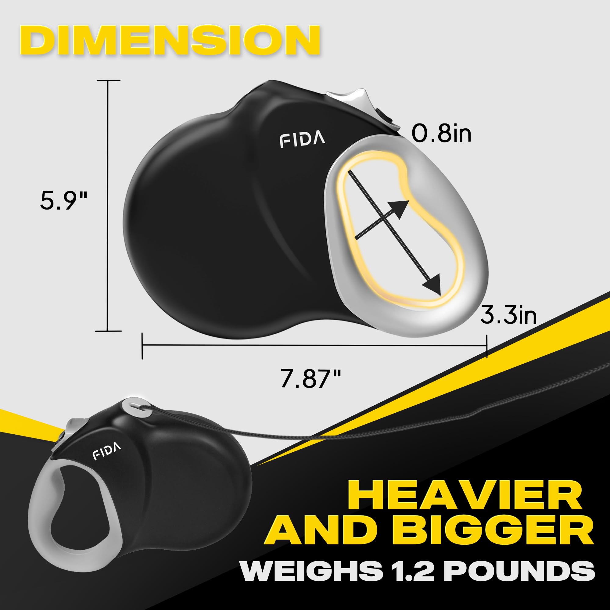 Fida leash suitable for walking, running, hiking, and backyard training.