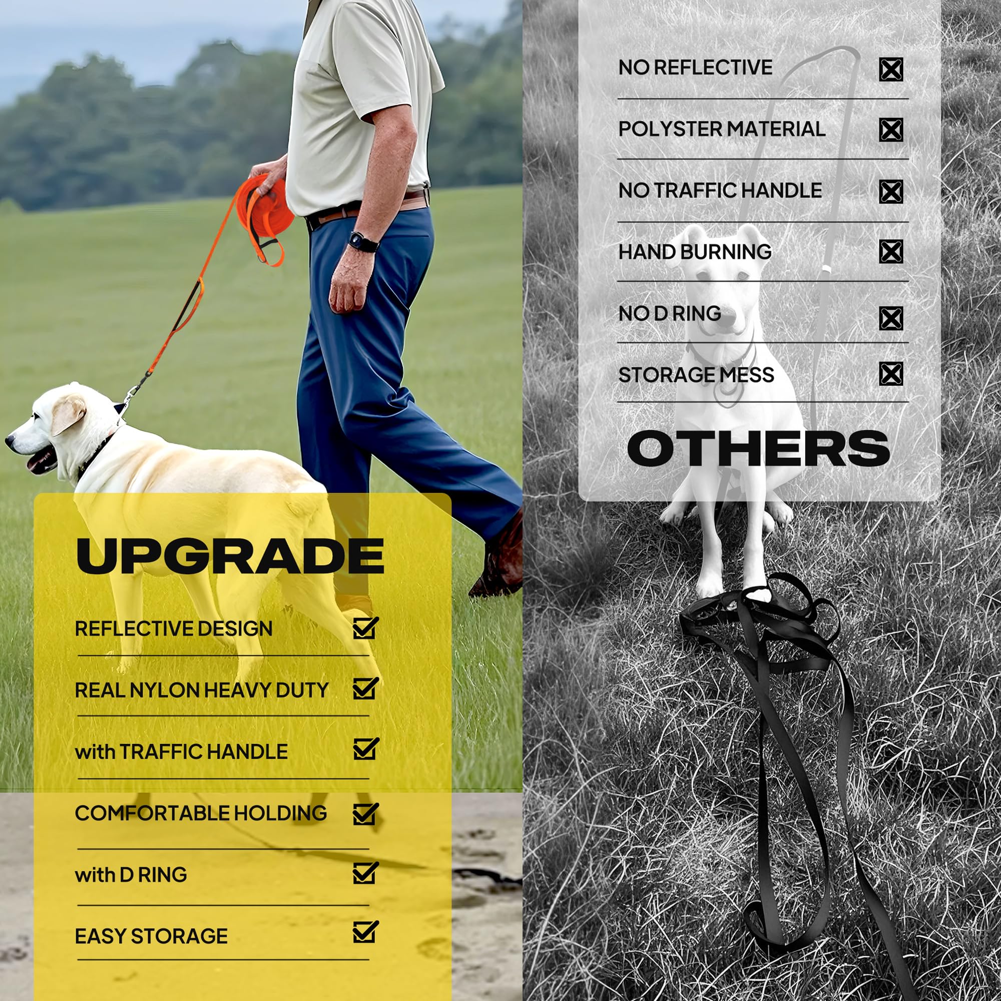Fida long leash collar attachment showing secure clip and quick setup